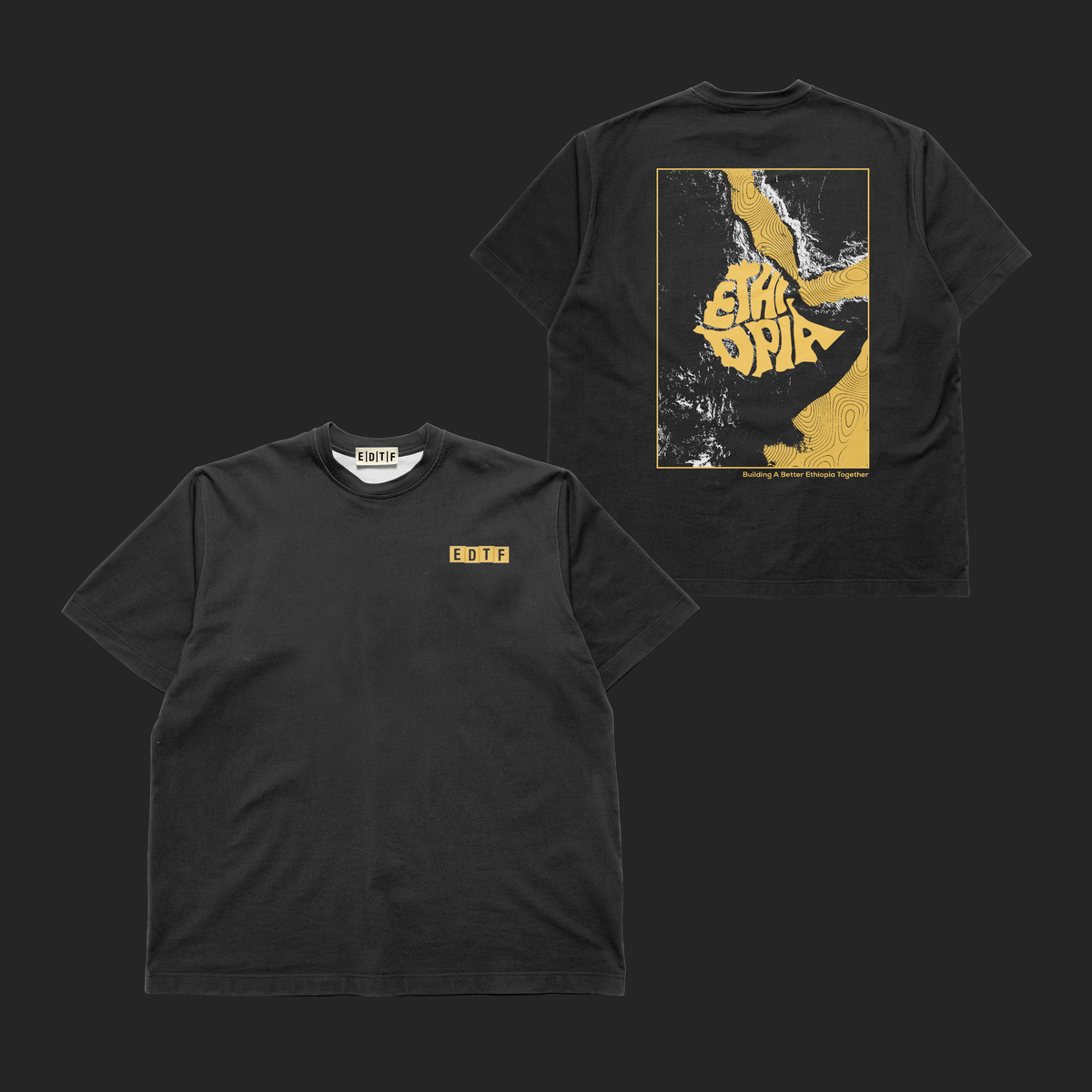 Model wearing EDTF hoodie